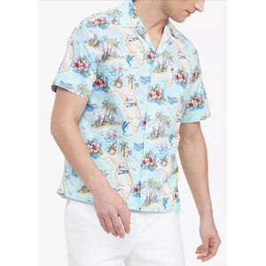 Tommy Hilfiger Men's Custom-Fit Florida South Beach Camp Shirt XXL